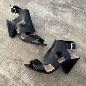 Vince Camuto Black Leather Strappy Sandals Heels 7.5